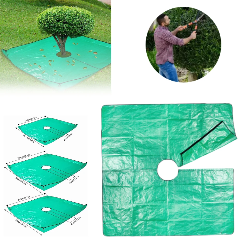 Waterproof Tree Shrub Pruning Tarp Leaf Catcher Floor Mat With 4 Corner Buckles Landscape Ground Cover For Garden Plant Trimming