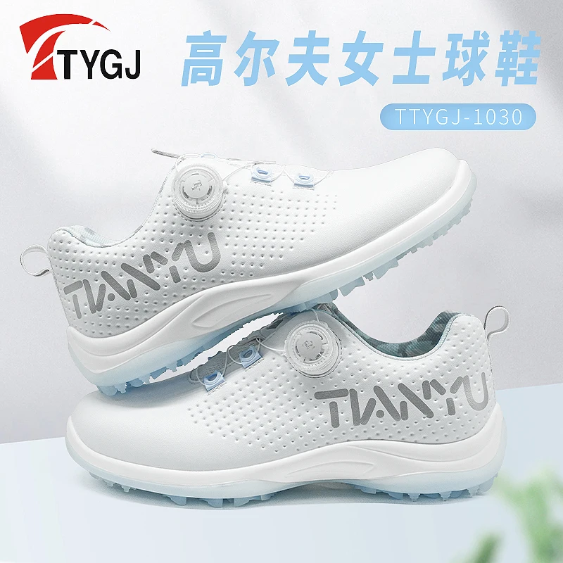 

TTYGJ Golf Women's Shoe Waterproof, Comfortable, Lightweight Snap Button Shock Absorbing Golf Sports Shoes Trendy, Breathable, a