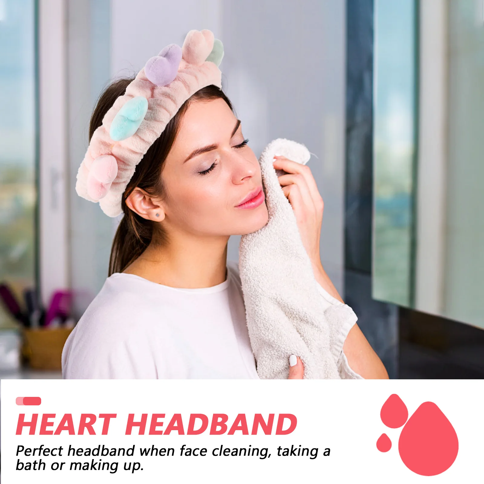 

2Pcs Heart Headb Elastic Stretch Hairb for Women Washing Face Makeup Spa Clean Fabric Girl Headb s Stylish Gift