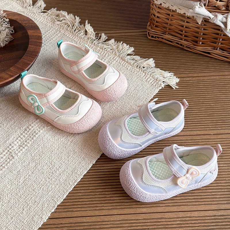 

Kids Sports Shoes Hook&loop Sweet Children Casual Shoes Soft Bottom Non-slip 2026 New Fashion Girls Princess Tennis Shoes Cute