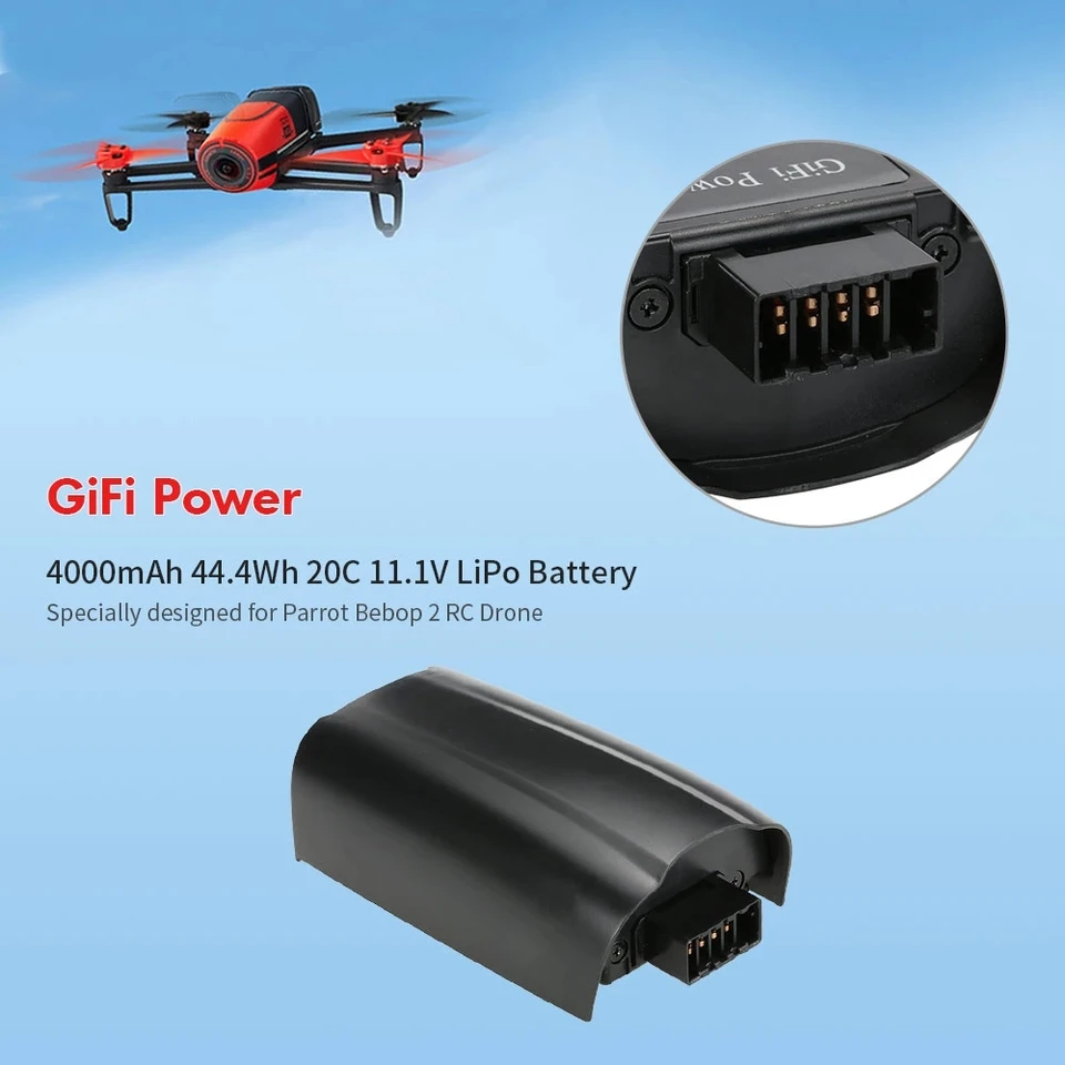 Batterie LiPo 3100mAh 11,1V – Rechange Pour Drone Parrot Bebop 2 – 3S Haute Capacité – Pièce Compatible D’origine