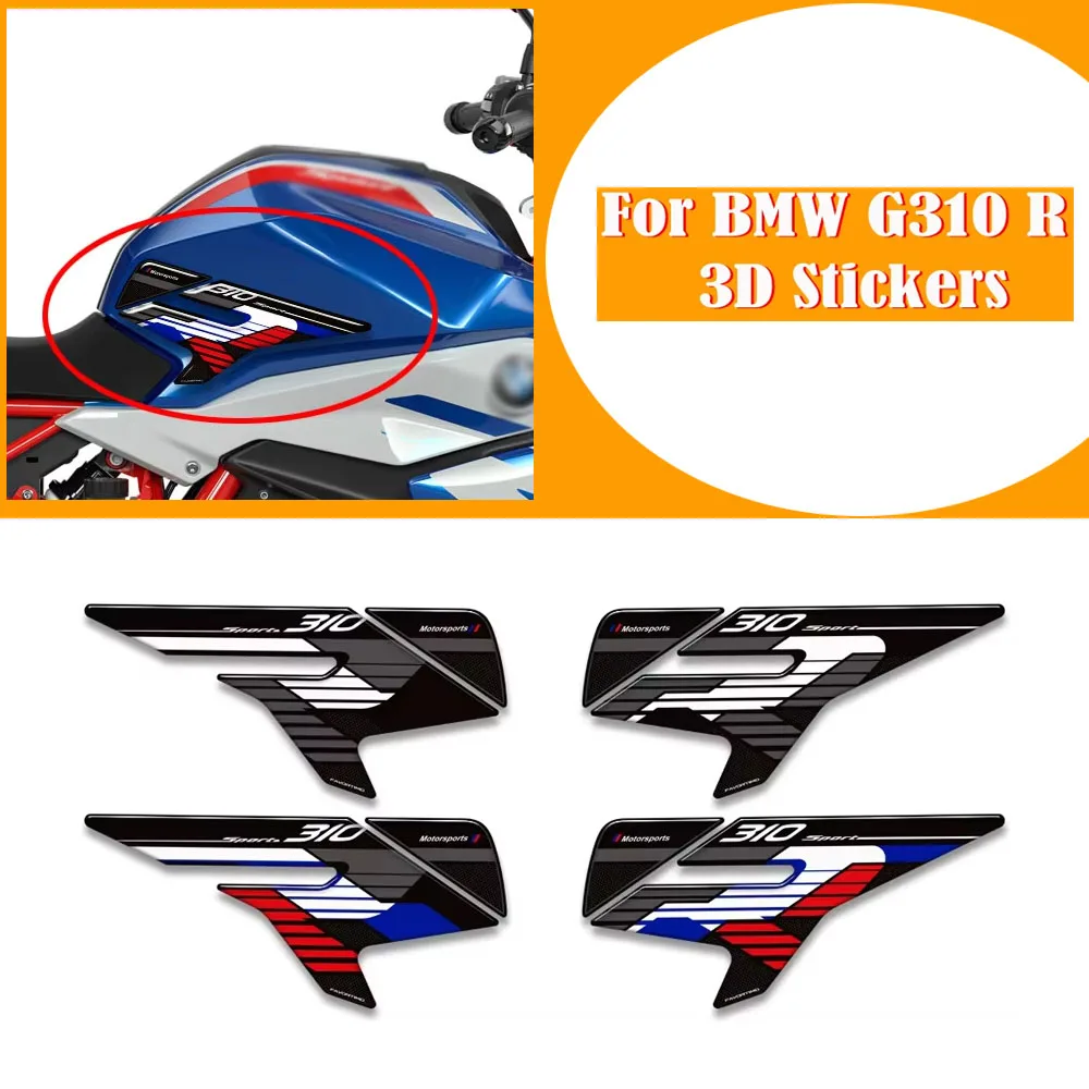 

3D Stickers Protector Tank Pad Side Grips Gas Fuel Oil Kit Knee Decals Fairing Fender For BMW G310R G 310 R 2021-2024 2025