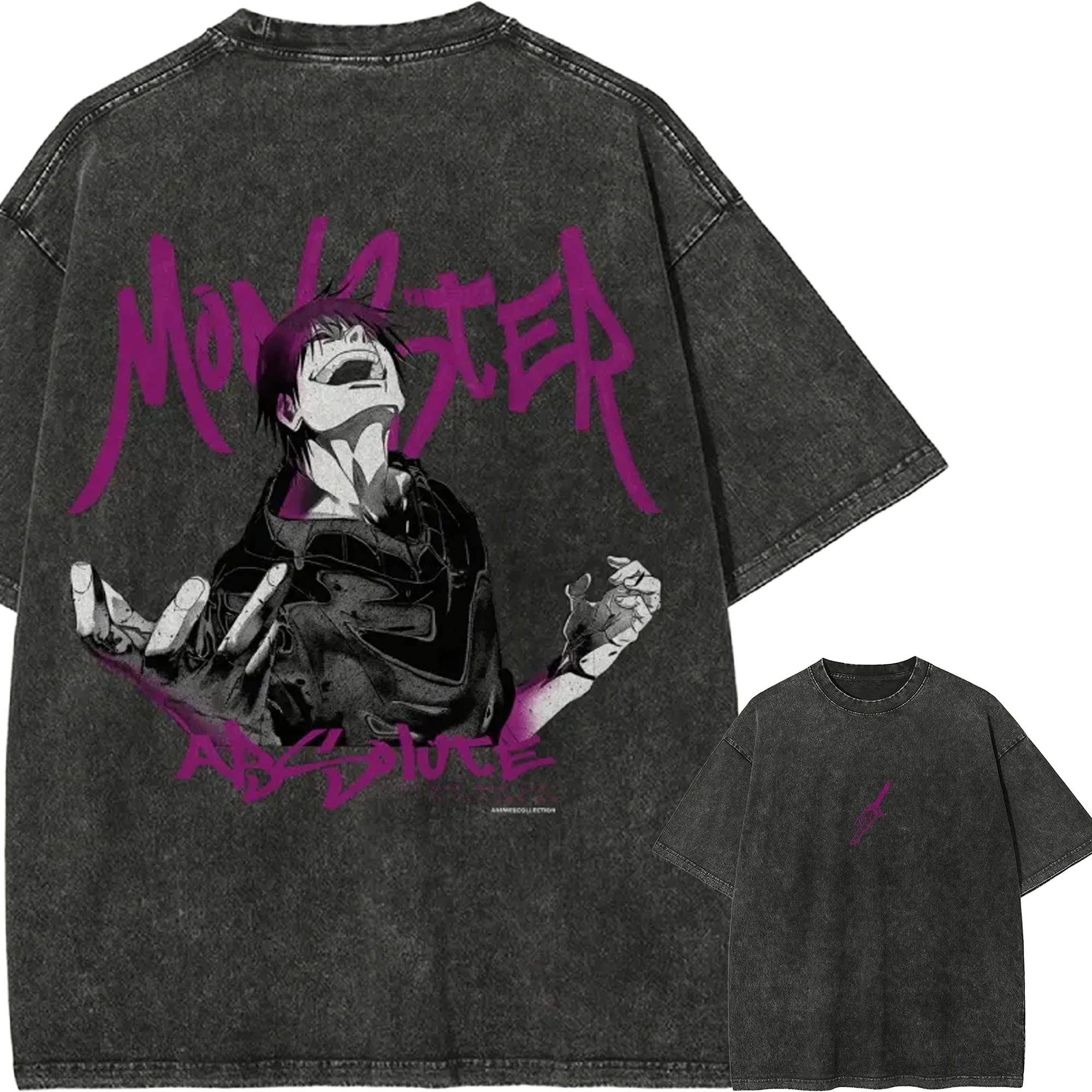 Toji Fushiguro Monster T-Shirt Jujutsu Kaisen Tee Vintage Washed Oversized Retro Anime Harajuku Streetwear Absolute Manga Herren