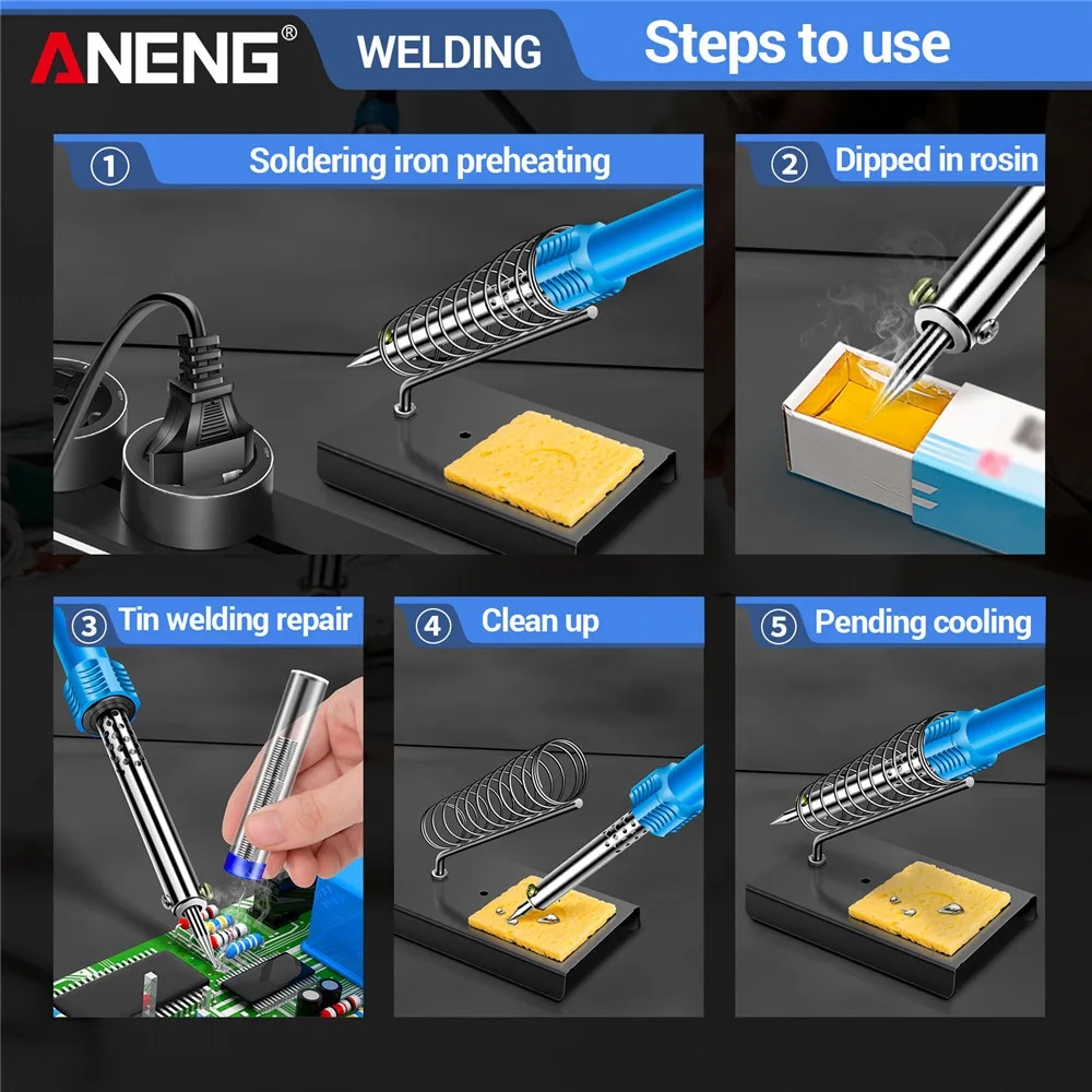 ANENG SL402 Electric Soldering Iron 30/40/60W US/EU Plug Tester Tin Tips Repair Welding Tools Rework Header Tool Solder Station - view 5