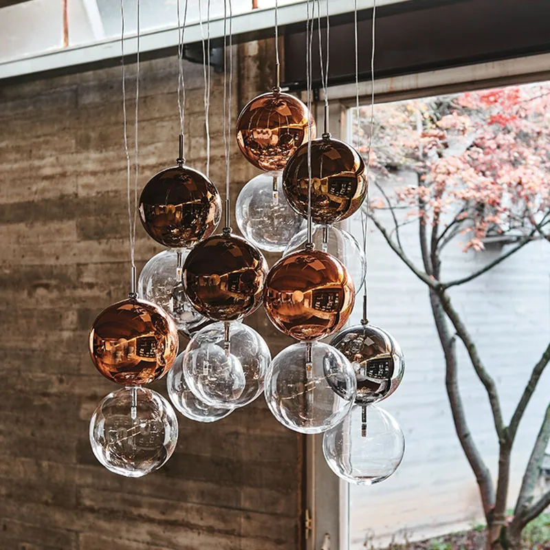 

Glass restaurant pendant light, modern and minimalist creative combination, living room, bedroom, bar counter pendant light