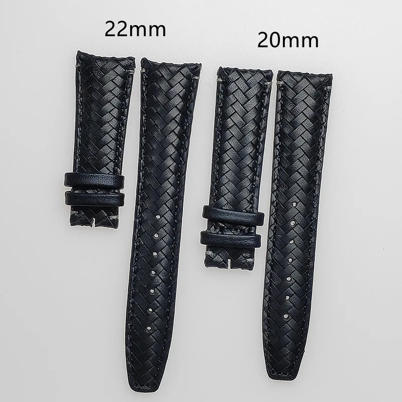 20mm 22mm Leather Braided Watch Strap for IWC Wrist Band Curved End Bracelet Folding Clasp Replacement Men Watch Accessories