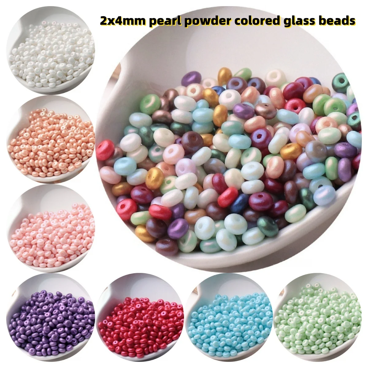 

2x4mm pearl powder color wear-resistant glass abacus beads safety buckle handmade DIY bead bracelet necklace jewelry loose beads