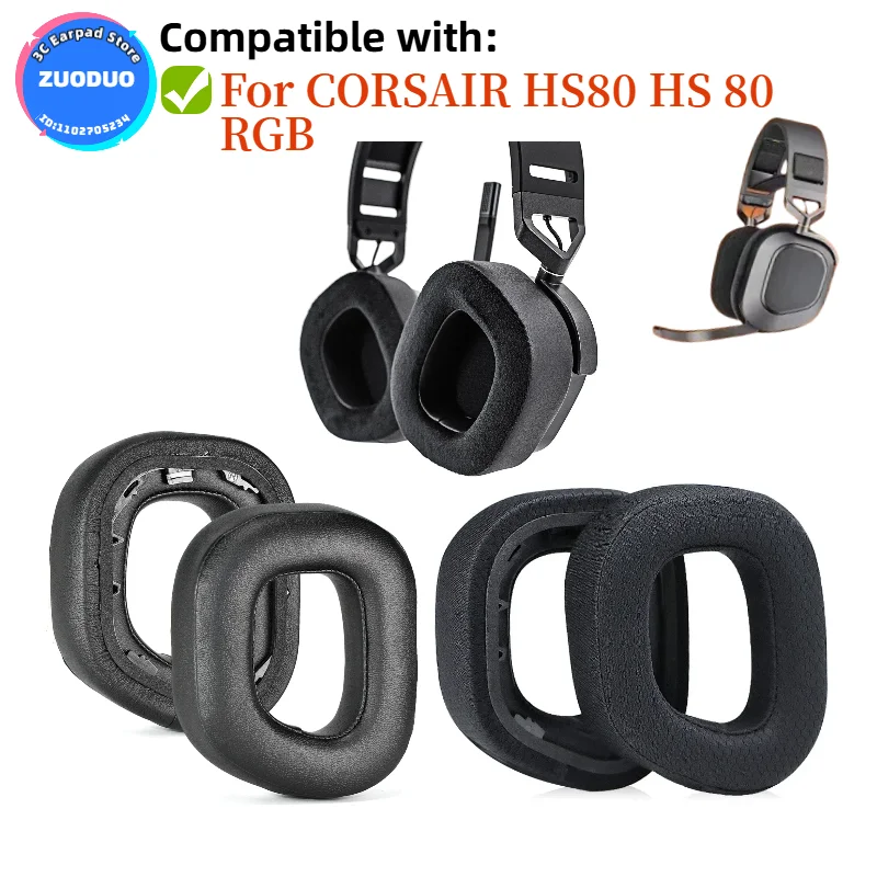 

For CORSAIR HS80 HS 80 RGB Gaming Headset Earmuffs Ear Pads Replacement Earpads Memory Foam Ear Cushion Cover