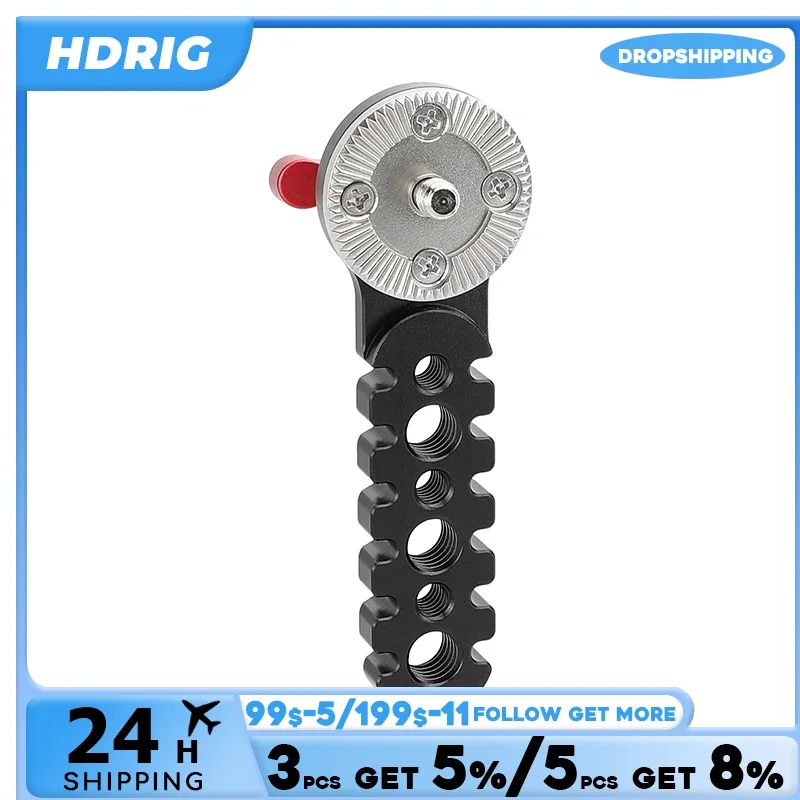 HDRIG Universal Extension Arm Jagged Style With ARRI Rosette Mount M6 Thread Screw Black Knob For DSLR Camera Cage Rig