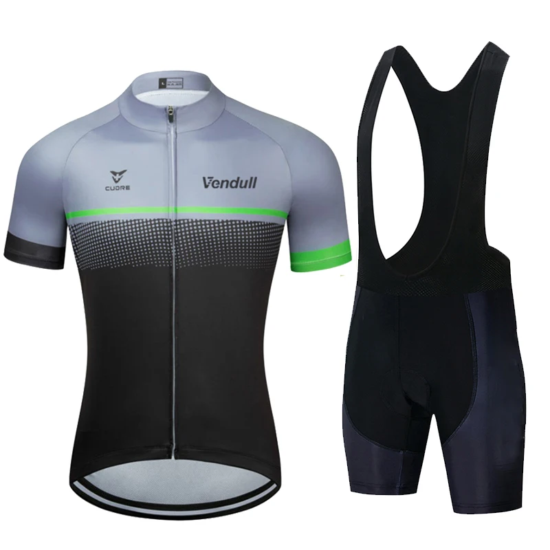 New VENDULL Pro Team Summer Short Sleeve Cycling Jersey Set Men Cycling Clothing MTB Bicycle Outdoor Cycling Suit 19D Gel Pad