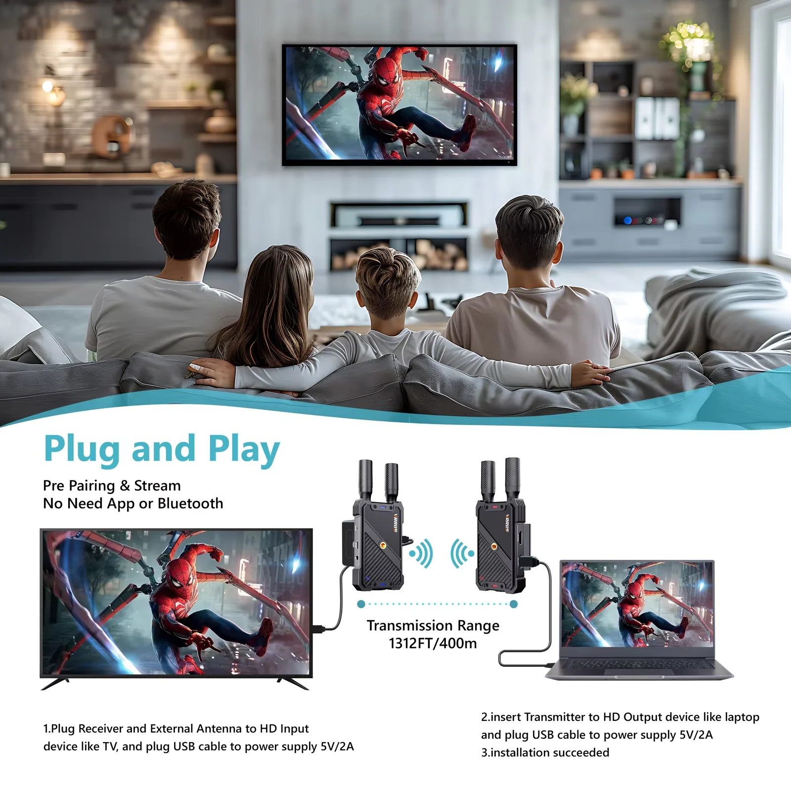 212 400M 1312FT hd Mi جهاز ريسيفر استقبال وإرسال الفيديو اللاسلكي موسع Hd1080p للداخلية والخارجية OBS Streaming WL082