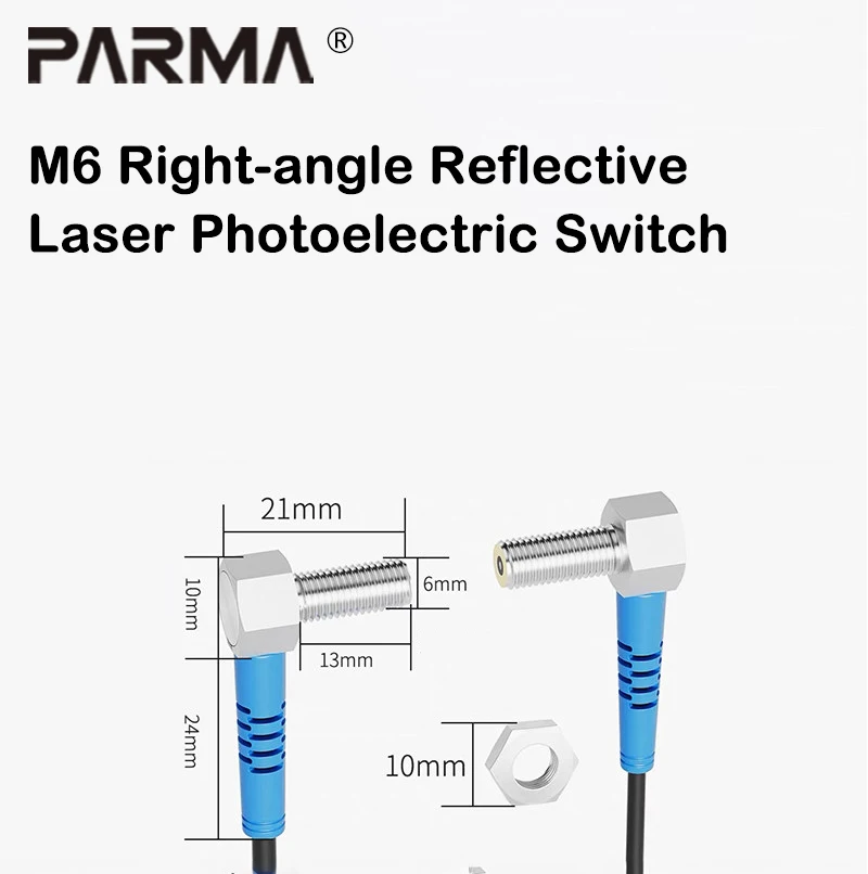 M6 right-angle reflective laser photoelectric switch, small beam laser sensor, ultra-long-distance infrared photoelectric sensor