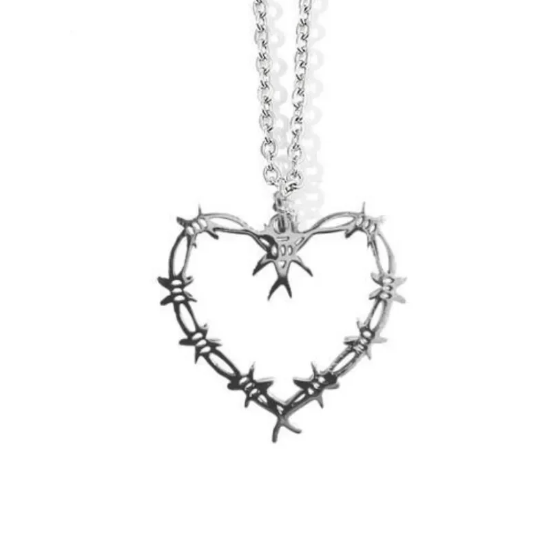 Gothic Thorn Heart Pendant Necklace Women Simple Creative Personalized Necklace Party Jewelry Accessories