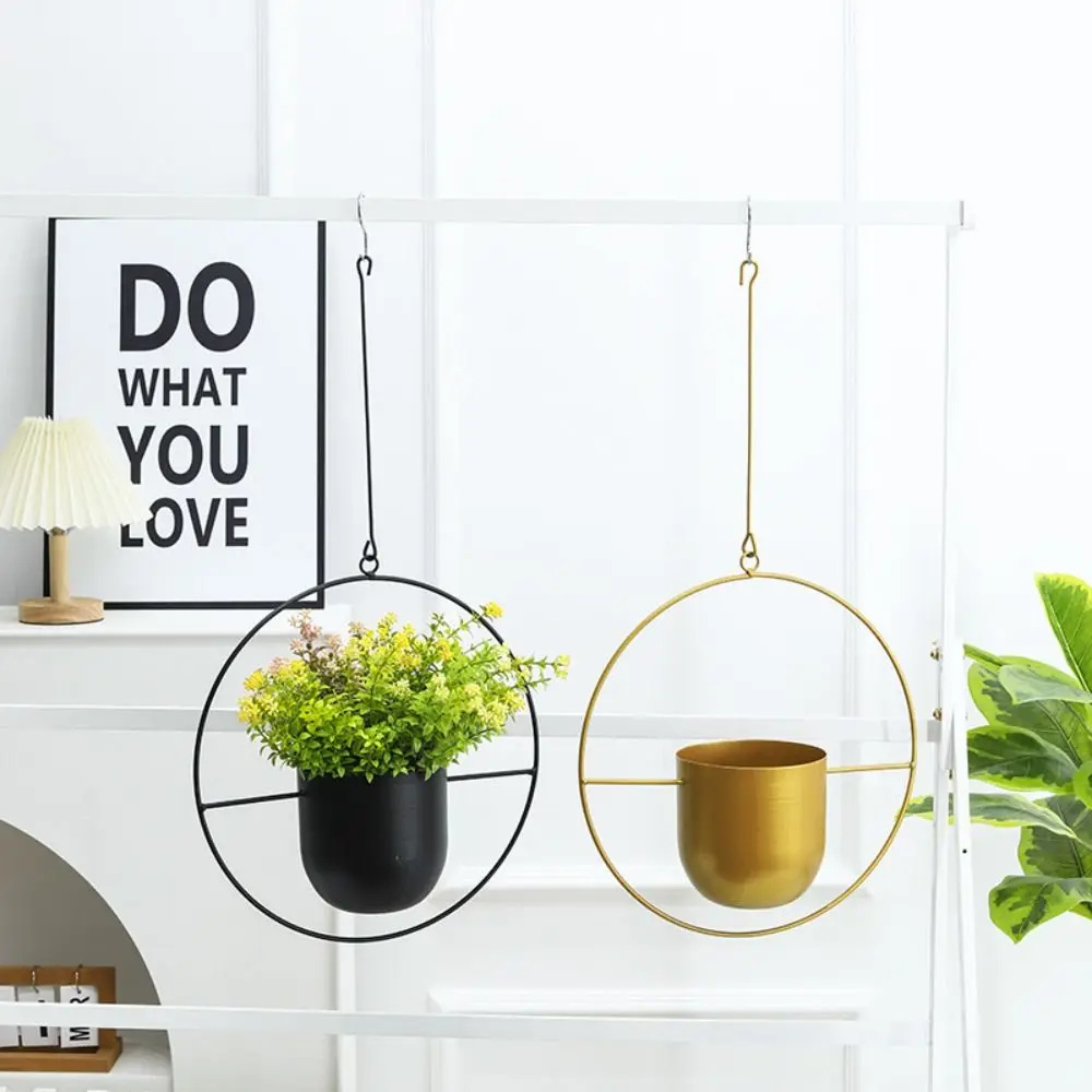 Simple Iron Plant Pot Hanging Bucket with Hook Hanging Flower Pot Plant Hanging Basket Home
