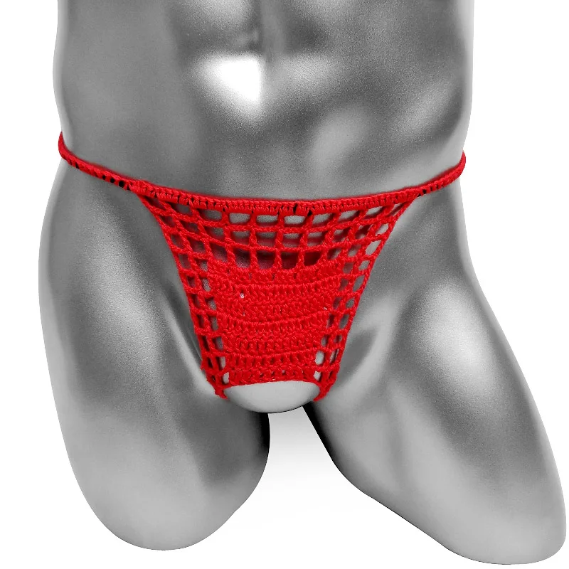 Open Crotch Sexy Knitted Sissy Thong Panties For Mens G String Underwear Lingerie Bikini Candy Color Male Underpants