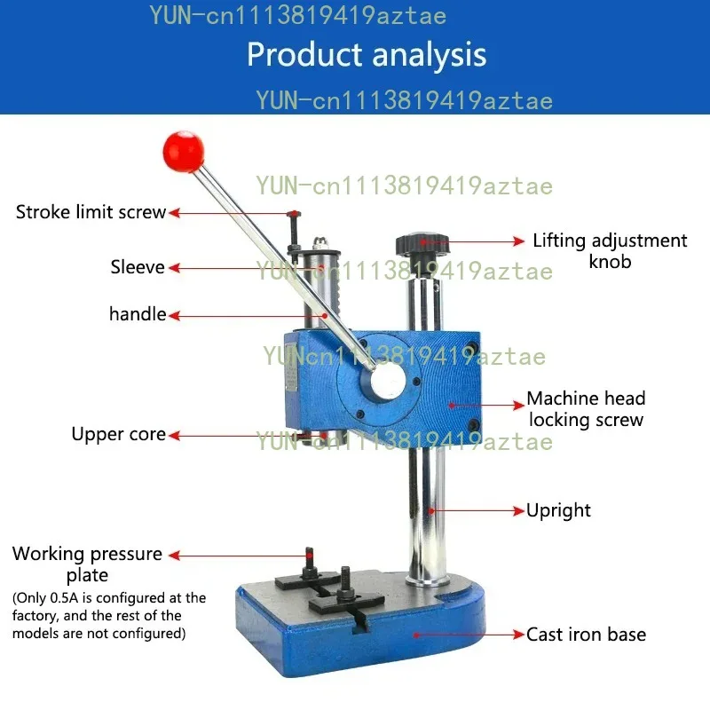 J03‑0.5A Manual Desktop Punch Press For Copper Tube Mould Stamping Processing Tool