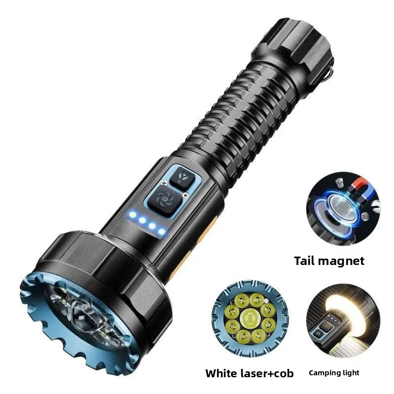 USB-Rechargeable High-Brightness Flashlight: Multi-Functional Torch for Home Lighting, Outdoor Emergency Use, and COB Ambient
