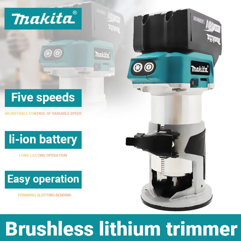 Makita-recortadora sin escobillas, enrutador eléctrico inalámbrico, fresadora de carpintero, máquina ranuradora de grabado, herramienta de carpintero para batería Makita