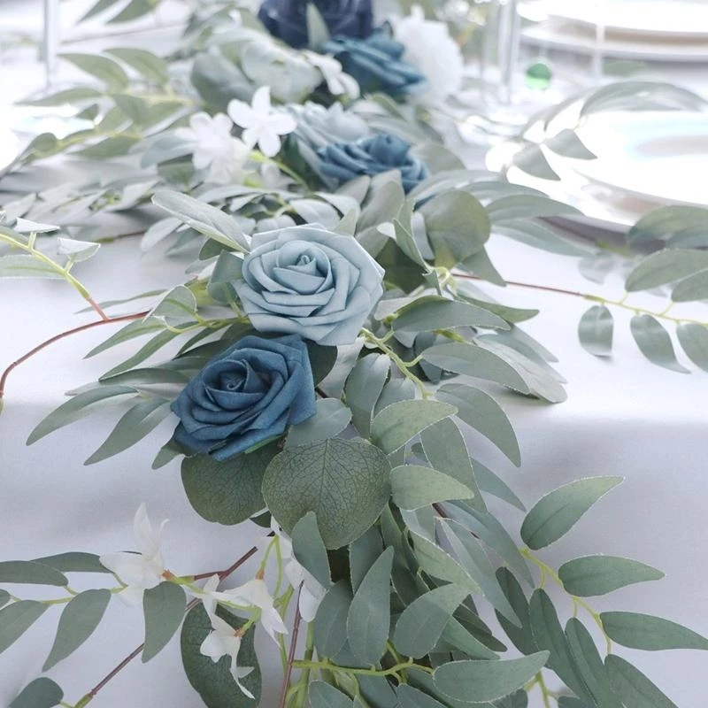 

Поддельный венок из ротанговой лозы, имитация подвесной гирлянды, дымка синего цвета, декор для дома, свадьбы, вечеринки, стола,