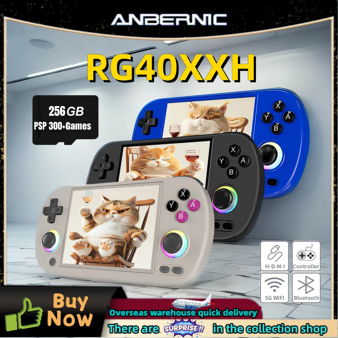 

ANBERNIC RG40XX H Retro Handheld Game Console Linux 64-bit System 4.0-inch IPS Screen Joystick RGB Lighting 5G WiFi Bluetooth