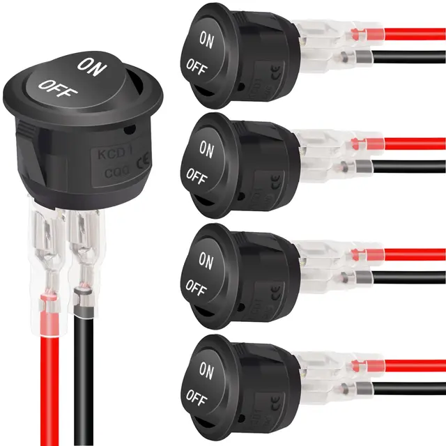 5szt 12V Okrągły przełącznik kołyskowy AC 6A/250V 10A/125V SPST 2-pinowy 2-pozycyjny przełącznik włączania/wyłączania do samochodu łodzi samochodowej RV czarny