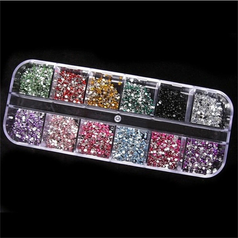 12 Farben Hardcase Nail Art Tipps Acryl UV Gel Dekoration Tipps Glitter 2mm