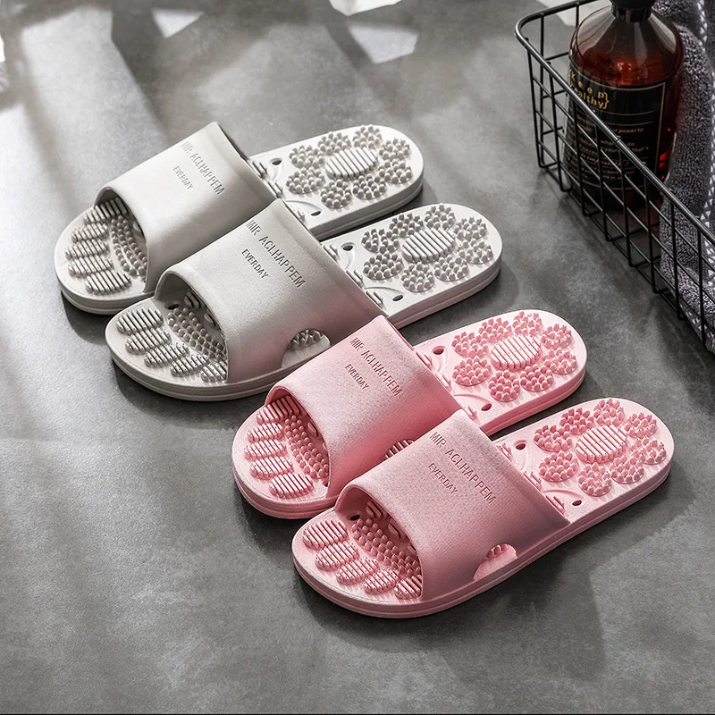 Pair Foot Massage Women Summer Sandals House Bathroom Slipper Non-slip Soft Sole Men Indoor Hotel Couples Shoes Home Slippers