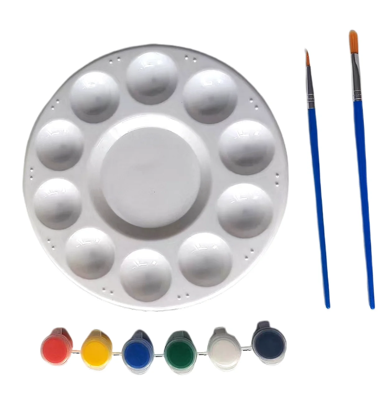 Round white palette Acrylic paint four-piece pointed flat brush set Palette