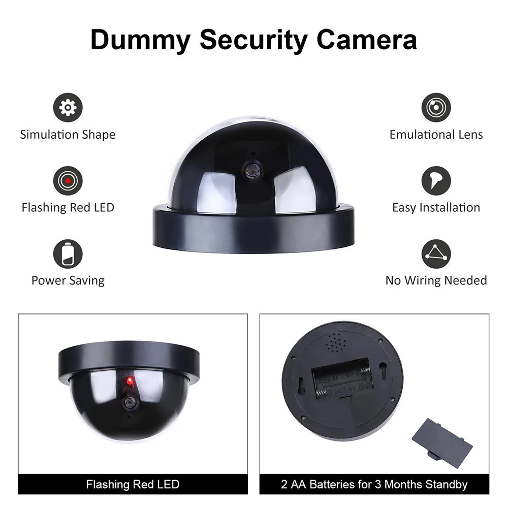 1PCS Wireless Dummy Fake Security Camera Home Surveillance Cctv Dome Indoor Outdoor False Hemisphere Simulation Camera Cam