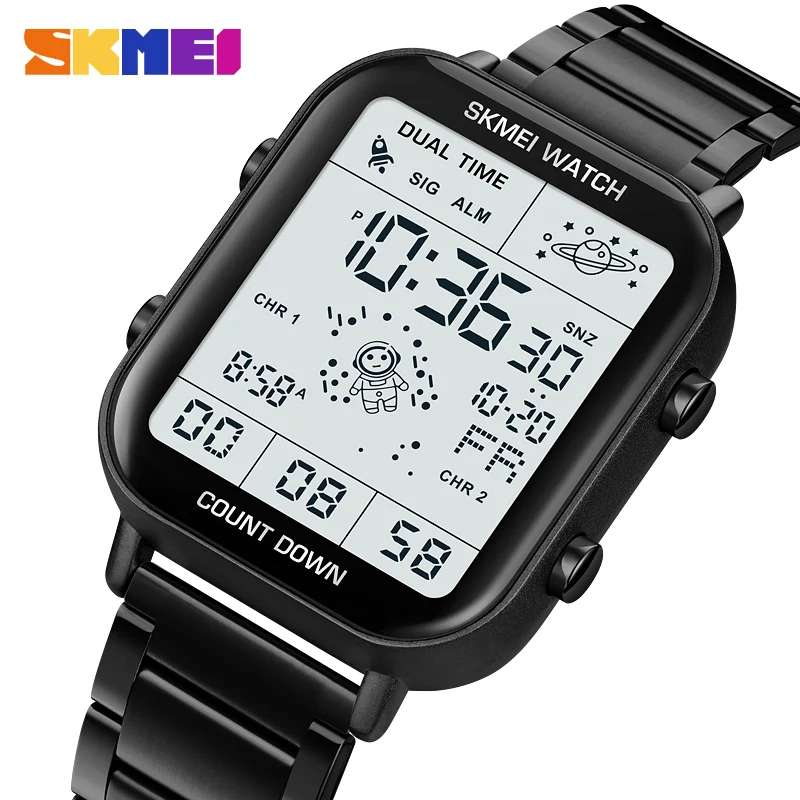 

SKMEI Stainless Steel Digital Electronics Watch For Men Women Luxury Business Wristwatches Male Female Waterproof Sports Watches