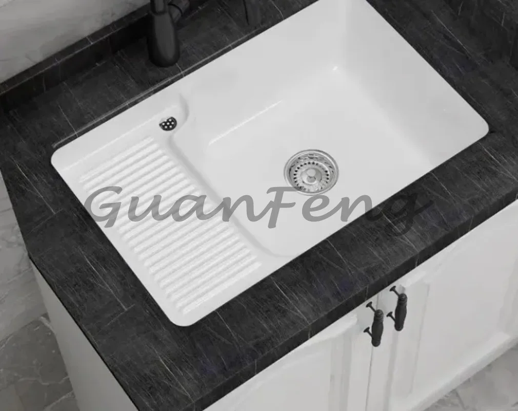 Ceramic basin with rubbing board sink rectangular balcony under the counter basin laundry pool