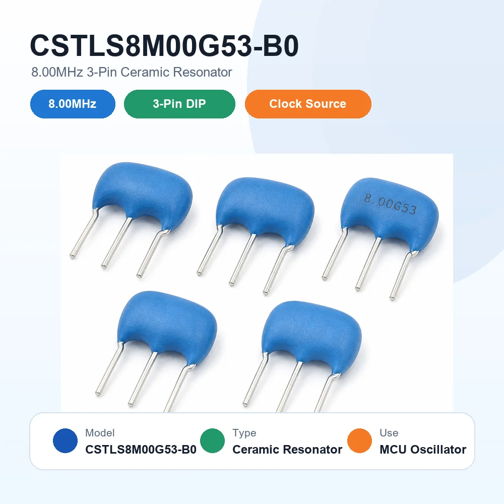 100PCS Ceramic Resonator CSTLS8M00G53-B0 3 Pin DIP 4MHz 6MHz 8MHz 10MHz 16MHz 20MHz Oscillator