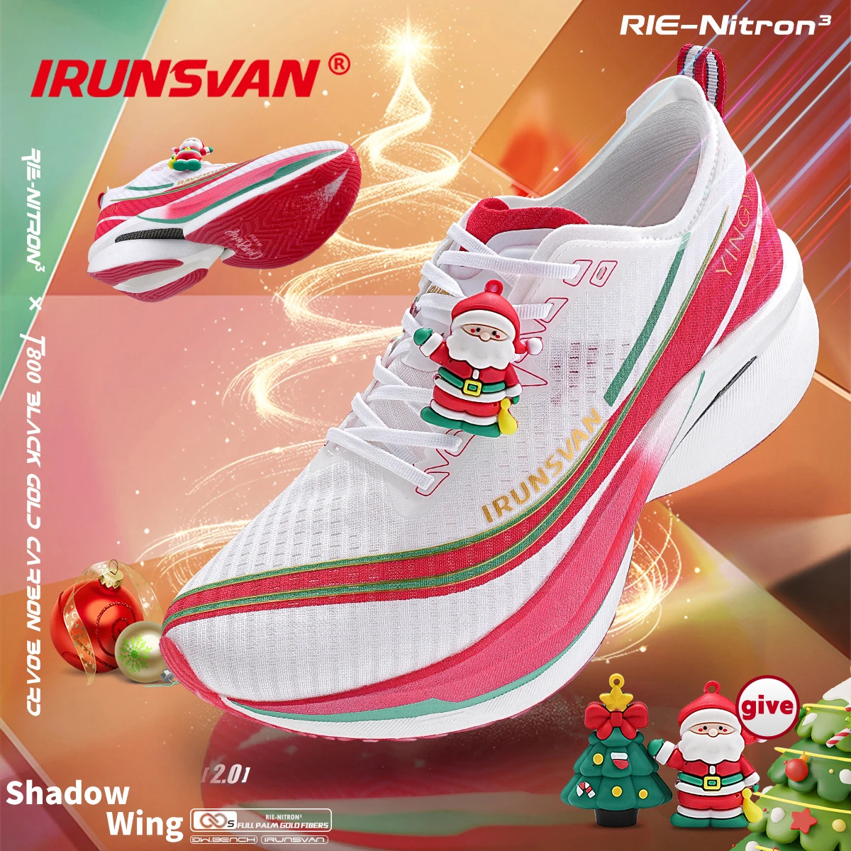 2024 IRUNSVAN Christmas Limited Original Men Trail Running Shoes Marathon Sneakers Outdoor Sports Air Cushion Shoes Unisex