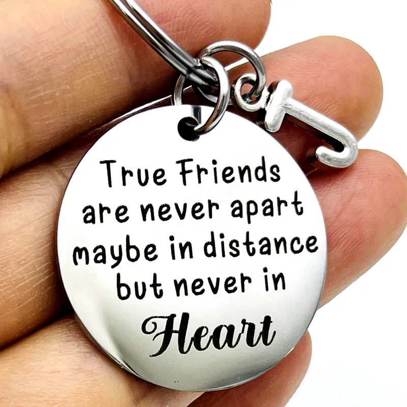 True Friends Gift for Women, Engraved Best Friend Keychain Sweet Good Friends Going Away Present Gift for Sister Brother