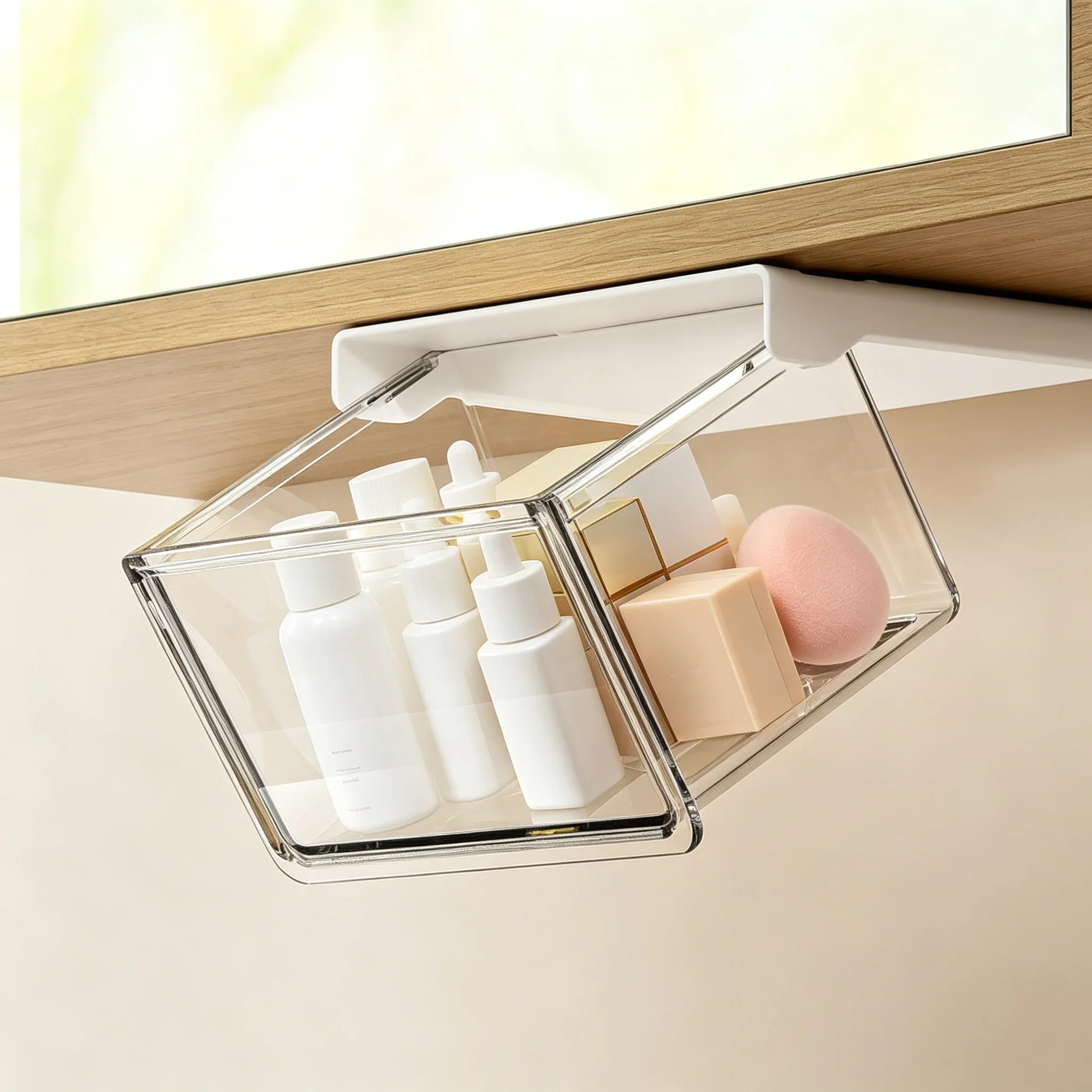 Transparent Drawer Storage Box, Mirror Cabinet, Bathroom Small Item Storage Box, Simple Cosmetics Wall Mounted Storage Box New