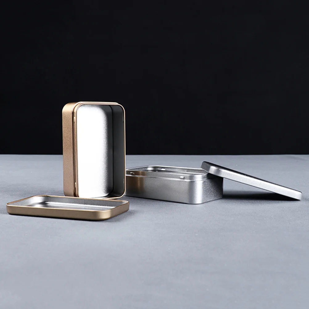 

4pcs Metal Business Card Box Tinplate Storage Container Sealed Square Can For Tea Coffee Snack Dry Keep Home Travel Camping