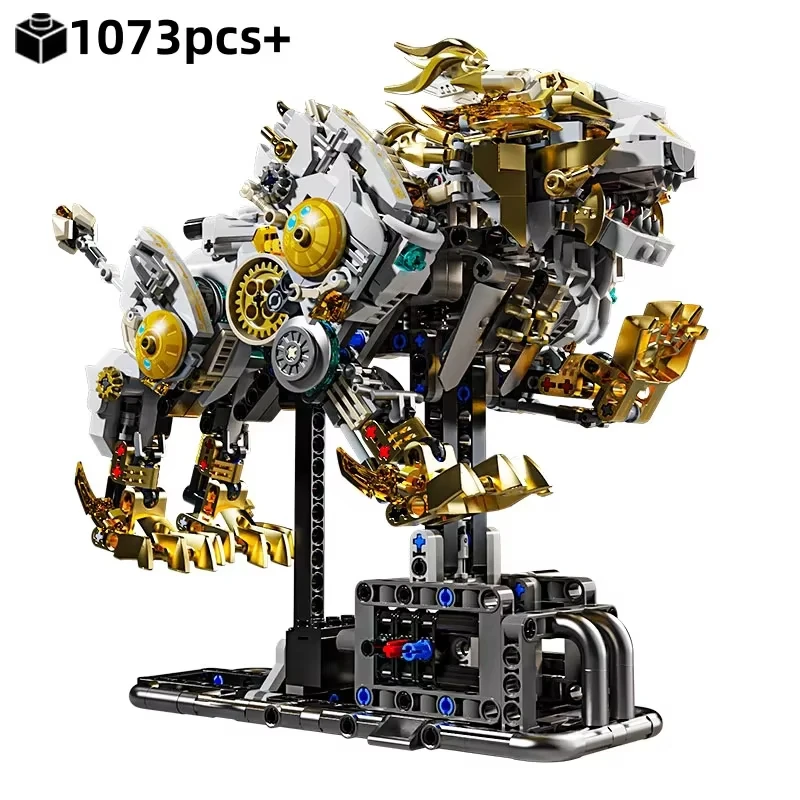 1073pcs Mechanical Lion Building Blocks MOC Creative Technical Bricks With Movable Parts Assembly Kit For Children Gift 1073pcs