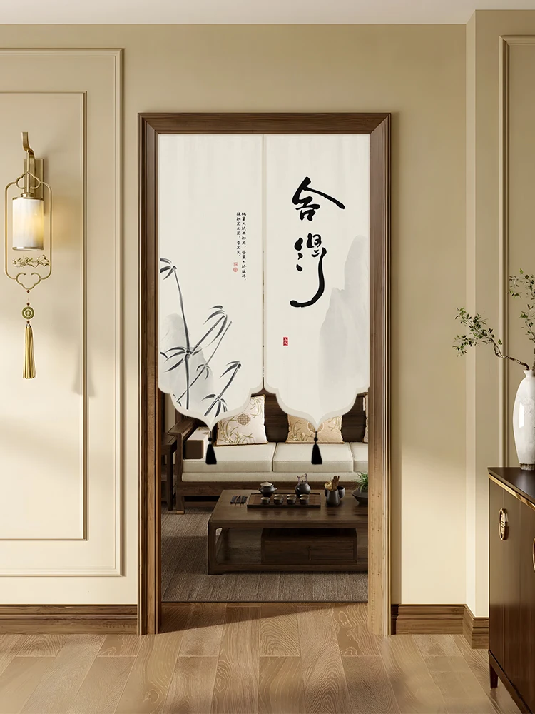 ستارة باب بنمط صيني تقليدي، حاجز للخصوصية من القطن والكتان، ستارة نصفية للمطبخ والحمام، للاستخدام المنزلي في غرفة النوم