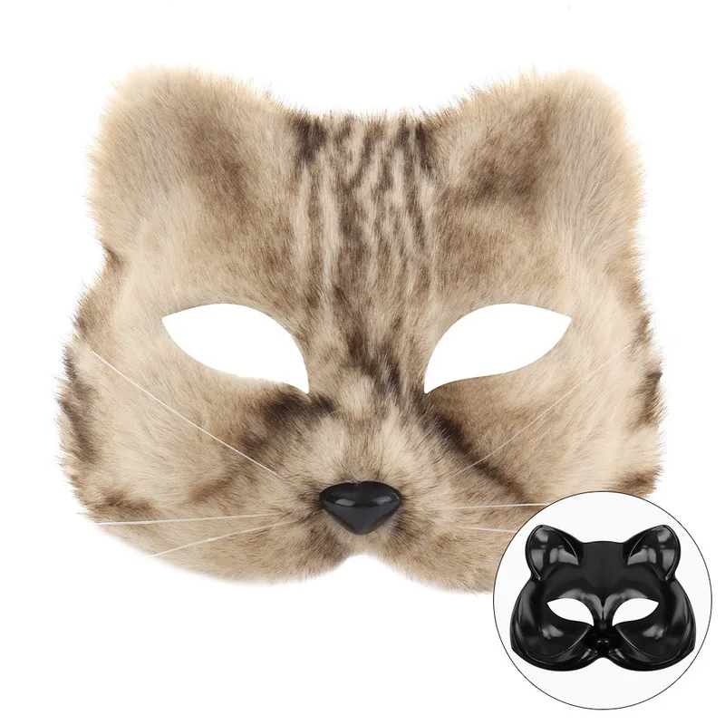 Le Cool Simulated Tabby 2026 New Model Cat Mask with Face Covering, Plush Tail, Cosplay Performance Prop view 2