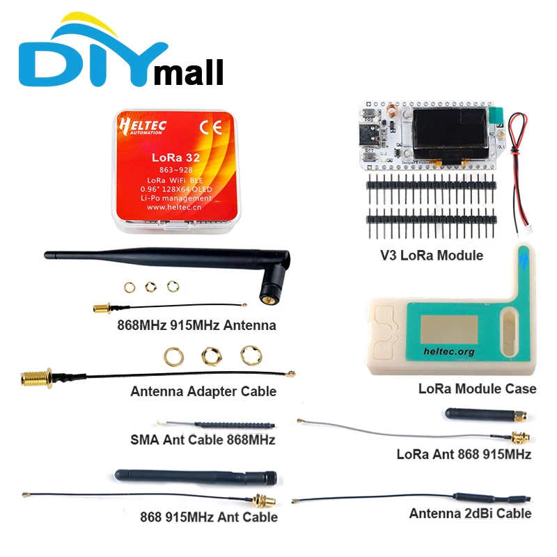 868MHz 915MHz LoRa Antenna Kit 5dBi SMA Male U.FL Cable Extension Wire Transceiver Board Shell Case Box for Arduino