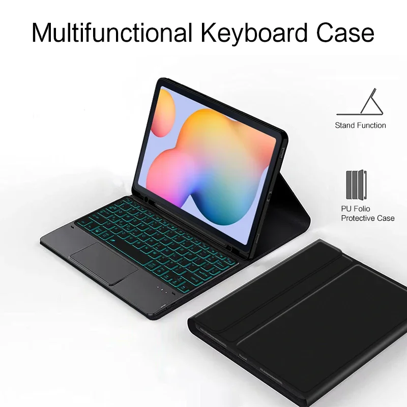 Keyboard Case For Samsung Tab S6 Lite 10.4 inch S6lite S8+ S7 FE Plus 12.4 S8 11 A8 10.5 Smart Cover Backlit TrackPad