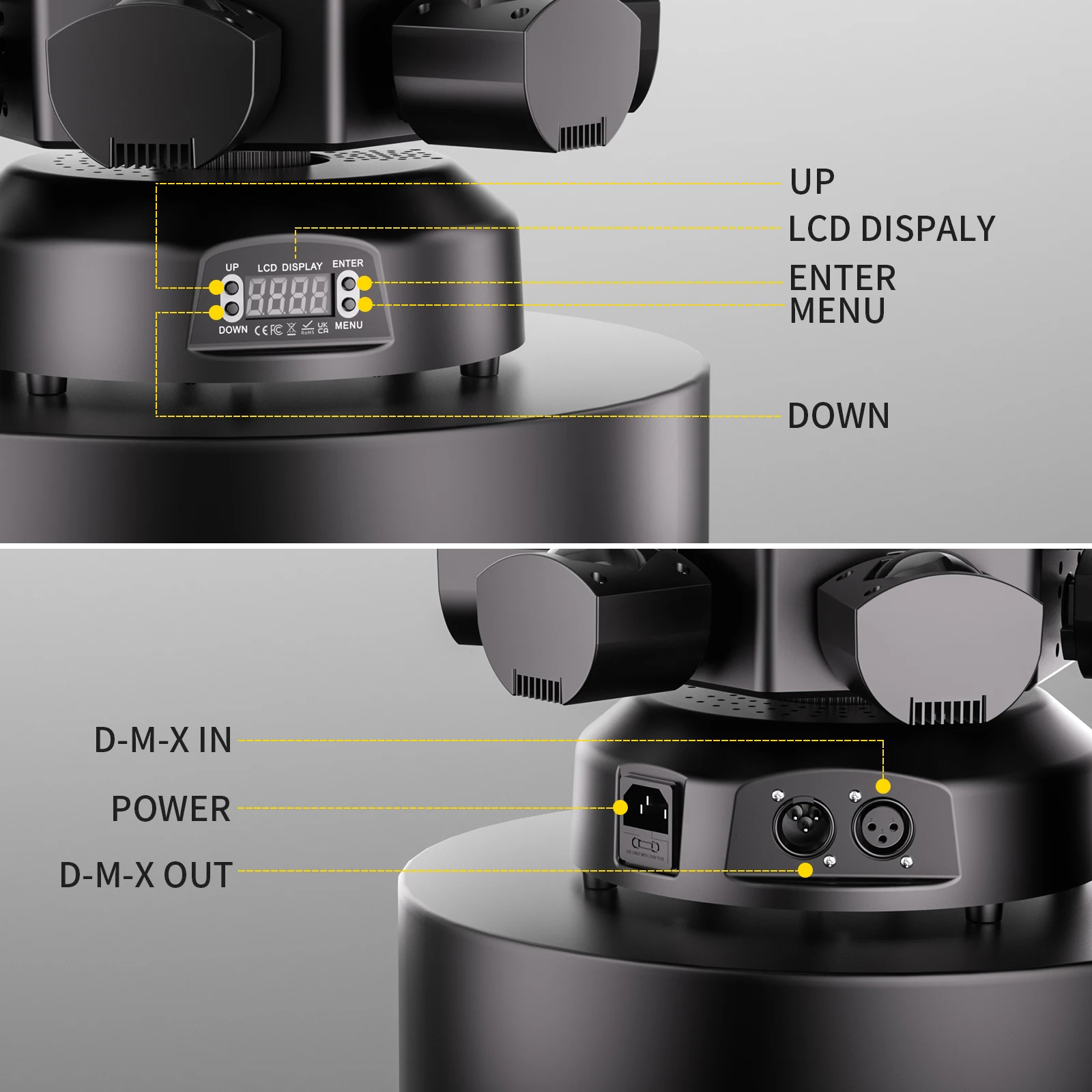 Fieryzeal 120W Six-armed Stage Light DMX512 DJ Disco Light RGBW 4in1 Strobe Moving Head Light Magic Ball Rotating Effect Light