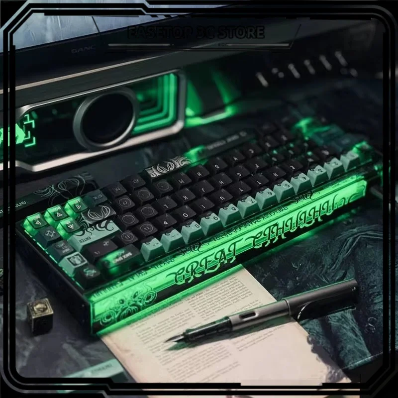 

Cthulhu Theme Keycaps Set Cherry Profile PBT+PC Mist Thermal Sublimation Black Green Transparent HFX Mechanical Keyboard Keycaps