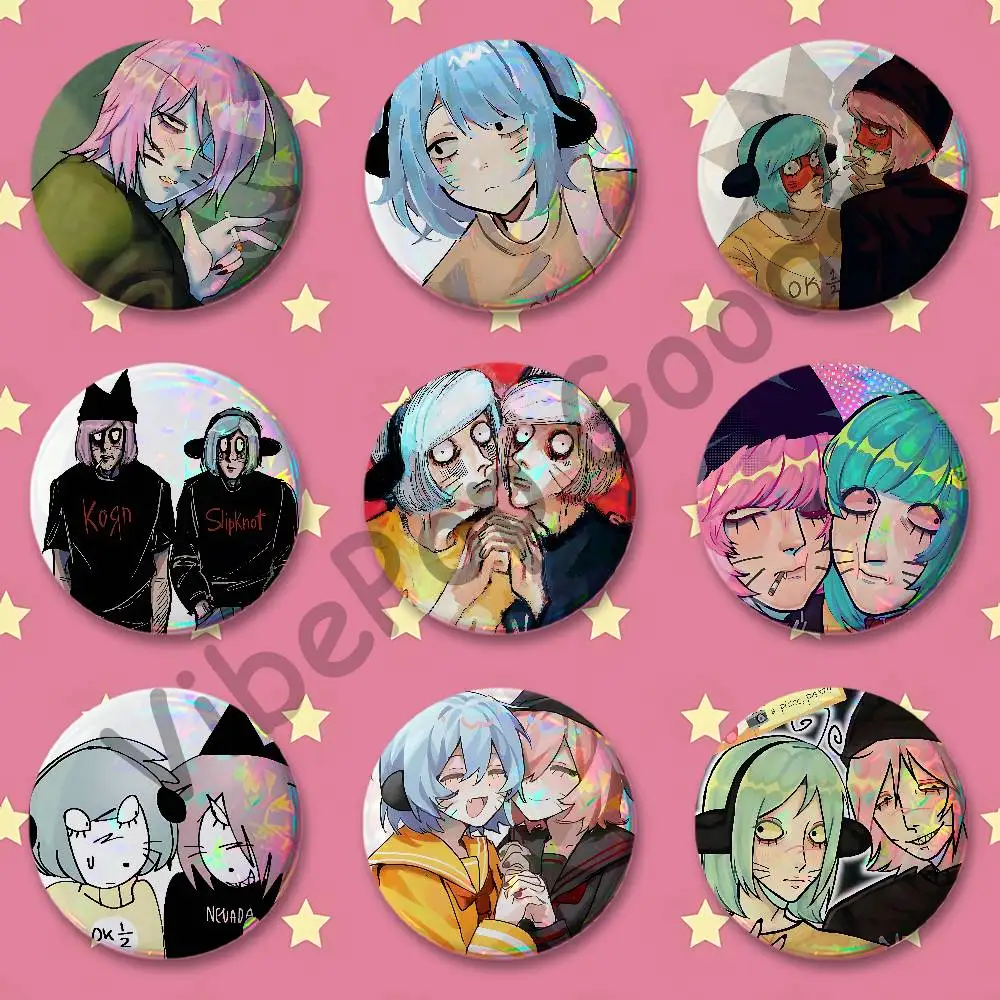 Nyon Nyen Ranfren Neon Badges Round Itabag Decoration IP Peripheral Products 58mm 44mm 32mm 75mm 25mm Mini