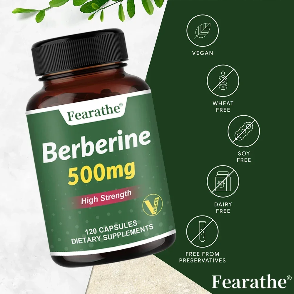 Berberine 500 Mg Supplement, 120 Veggie Caps, High Strength, Supports Immune System, Promotes Overall Health, Gluten Free