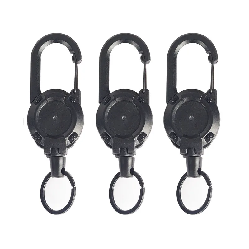 1-3PCS Outdoor Sports Tool Keychain Retractable Keychain Heavy Duty Heavy Duty Pull Reel Carabiner Spring Key Ring