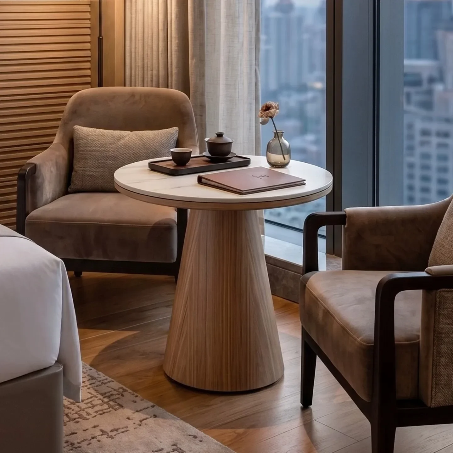 DSA simple modern home light luxury rock slab round table side table hotel lobby hospitality negotiation table homestay