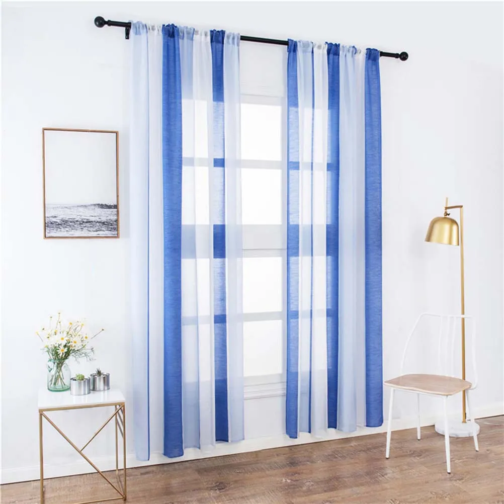 

1pcs Multicolor Striped Voile Curtains Curtains Window Sheer Tulle Sheer Curtain Bedroom Living Room Decor 100X200Cm Coffee