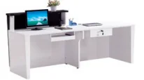 *RongQi Customizable Size LED Logo Modern MDF Reception Desk for Office Building Mall Hotel Beauty Salon Hospital School & Gym