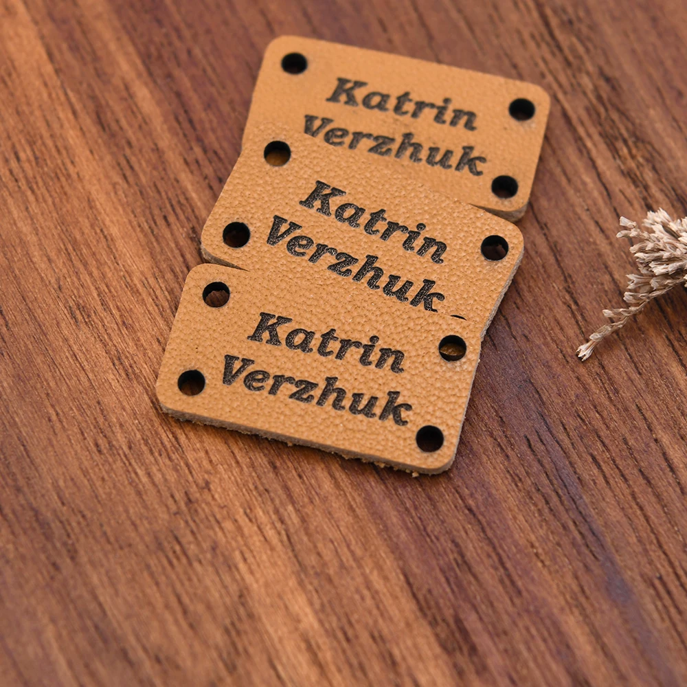 

Custom Leather Tags Laser Engraved Pre-Punched 1mm Thick 13x25mm for DIY Crafts Handmade Accessories Eco-Friendly Leather